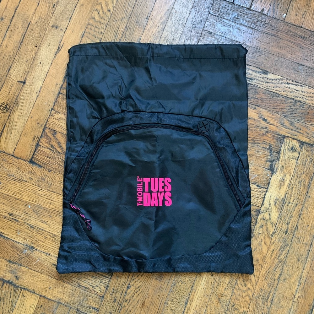 Black drawstring backpack